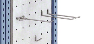 Side hooks enable products or tools to be hung on M3 light duty racks