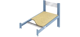 Chipboard shelves store heavy goods in light duty racking systems