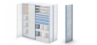 Frames with metal side panels keep goods in adjacent bays from mixing with each other