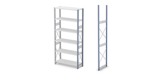 Frames with cross ties and diagonals enhance the stiffness of light duty storage racks