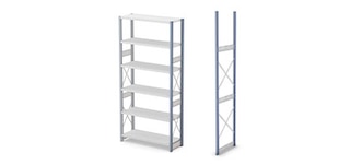 Frames with cross ties and diagonals enhance the stiffness of light duty storage racks