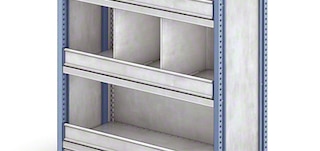 Shelf retainers keep goods from falling off the front of lightweight warehouse racking