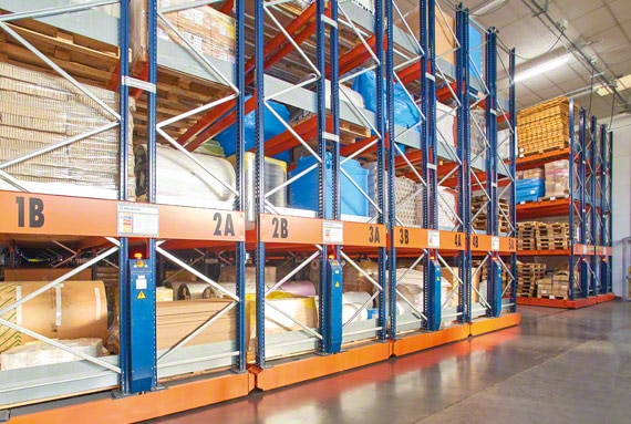 Moving storage racks are recommended for facilities with a wide range of SKUs
