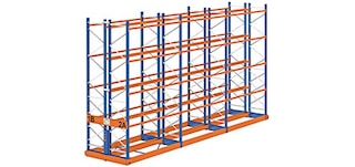 The Movirack system consists of fixed metal racking and mobile racks