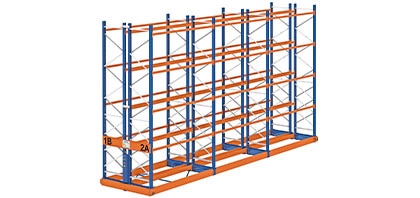 The Movirack system consists of fixed metal racking and mobile racks