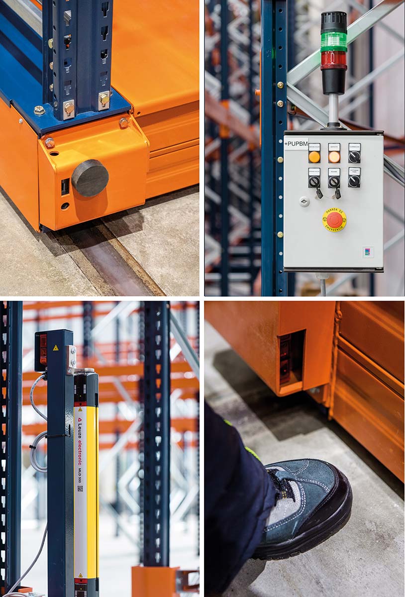 Mecalux’s Movirack racking is equipped with different safety elements to avoid accidents