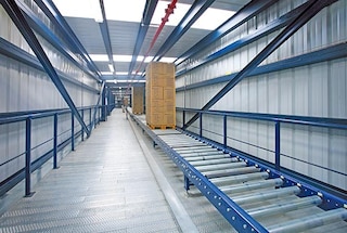 A conveyor line can connect different AS/RSs or warehouses