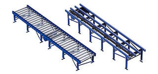 Conveyors with sequential accumulation use photocells to maintain space between pallets