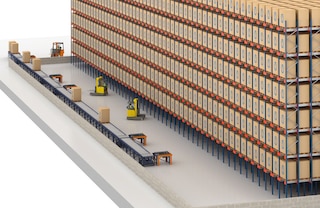 Palletised conveyor systems can have simple, straight configurations