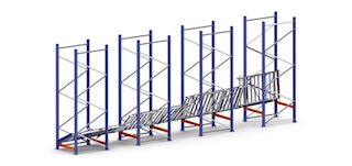 Hinged channels make it possible to carry out maintenance tasks at floor level on pallet flow racking