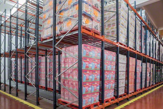 Flow rack storage is common in businesses that deal with perishable products