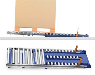 With pallet flow channels at floor level, goods can be unloaded using pallet trucks
