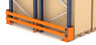 Pallet rack protectors absorb impacts from handling equipment