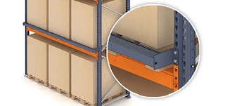 Positioning profile on heavy-duty pallet racking