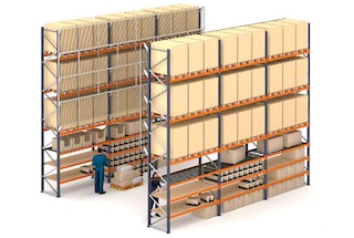 Pallet racks with picking shelves