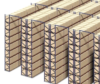 The portal ties at the top of the pallet racks enhance safety