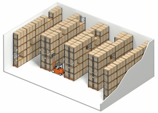 Single-deep pallet racks offer direct access to each unit load