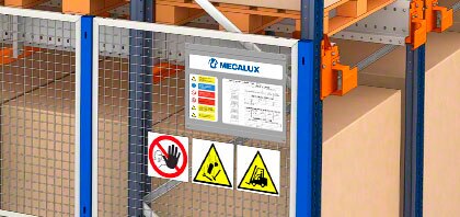Safety pictograms on Pallet Shuttle racking
