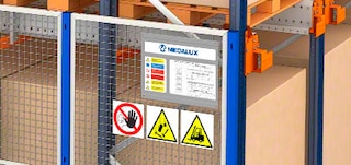 Safety pictograms on Pallet Shuttle racking