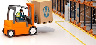 Marks painted on the floor of a Pallet Shuttle storage system