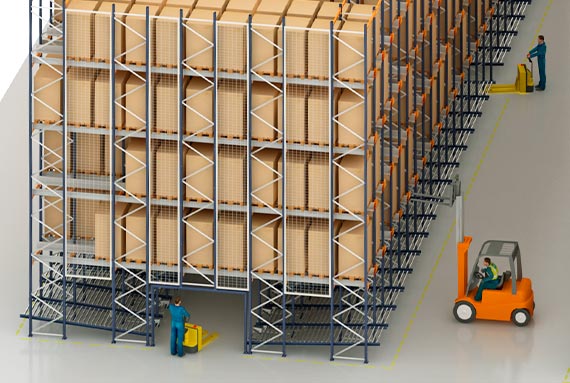 Pallet Shuttle with live pallet racking on the lower levels