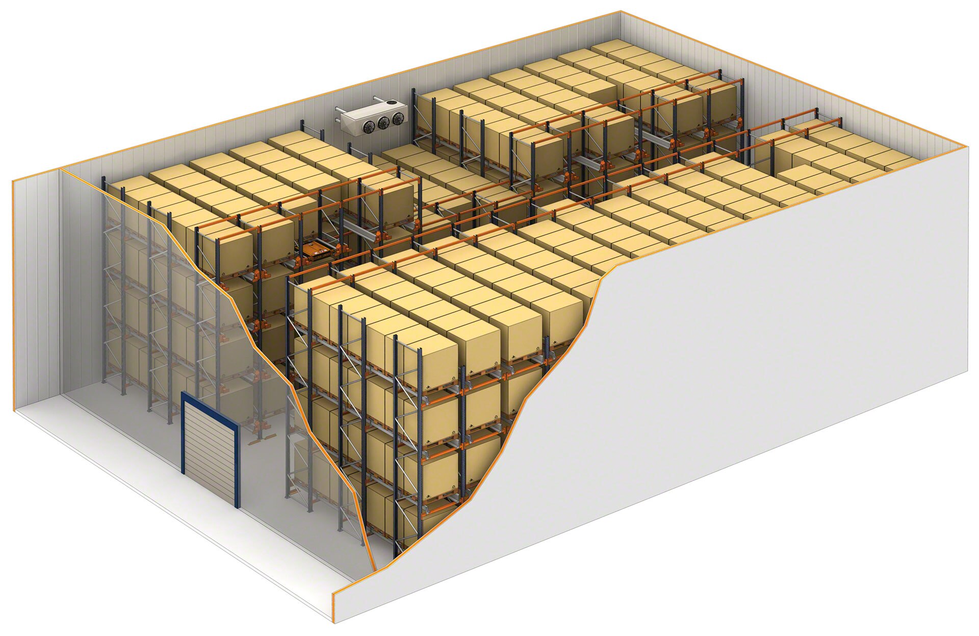 A shuttle rack system is an ideal solution for cold-storage warehouses