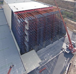 High-bay racking is typically installed in clad rack warehouses