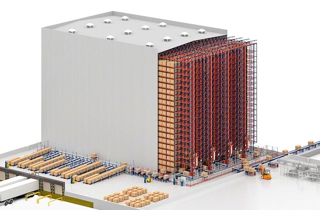 Racking forms the structure of a clad rack warehouse