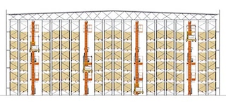 Stacker cranes automate the management of an automated clad rack warehouse