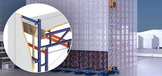 In a rack clad building, the racking also supports the warehouse cladding In a rack clad building, the racking also supports the warehouse cladding