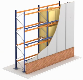 In certain clad rack warehouses, a perimeter sealing wall is also built