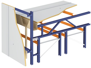 In a clad rack warehouse, the racking supports the roof and façade cladding panels