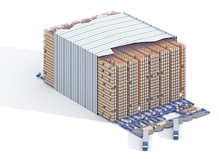 Rack clad buildings integrating an AS/RS can be designed with double-deep racking served by pallet stacker cranes