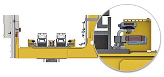 The stacker crane’s lifting cradle is equipped with different safety components