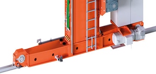 The lower guide base allows the stacker crane to move longitudinally
