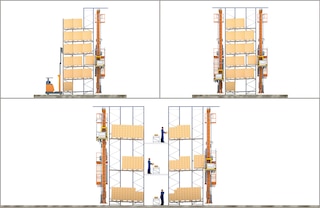 Stacker cranes can automate pallet loading and unloading in pallet flow racking