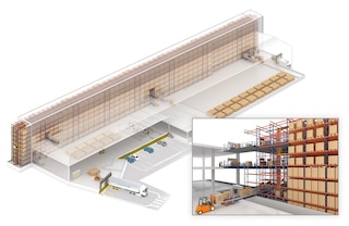 Stacker cranes are compatible with racking that has multi-level access to locations