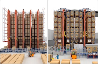 Stacker cranes can operate with single- and double-deep pallet racking