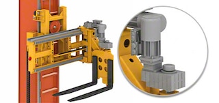 Extraction motor of an automatic trilateral stacking crane