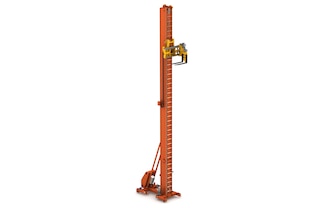 The automated trilateral stacker crane consists of a mast, a lower guide base and an extraction system