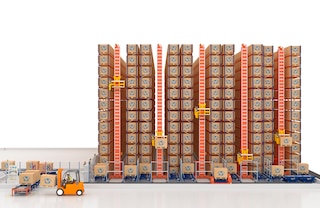 Trilateral stacker cranes can operate with racking up to 15 m high