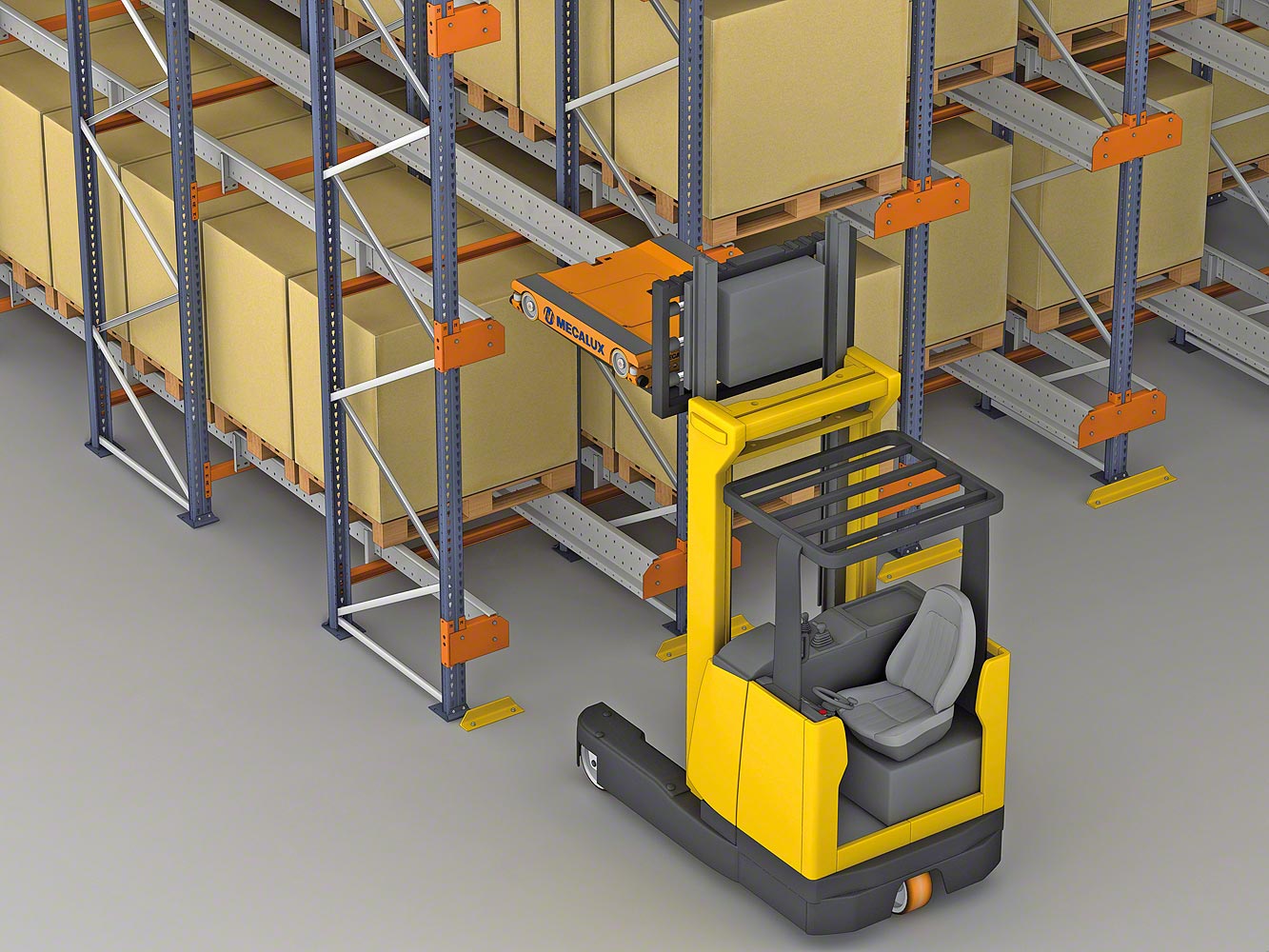 The Pallet Shuttle is placed on the level where work is to be done