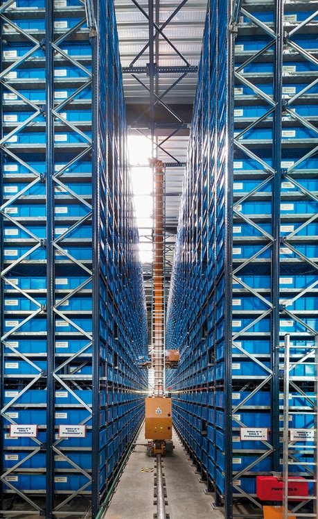 Interior of the stacker crane aisle