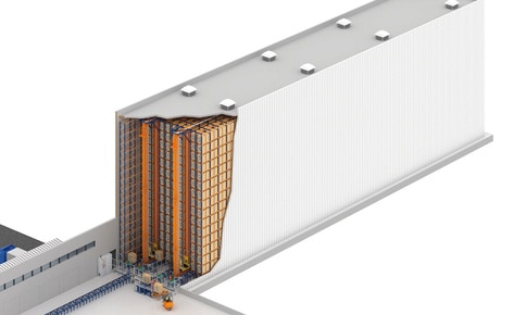 A 20 metre high clad-rack automated warehouse for the Brazilian pharmaceutical company Novamed